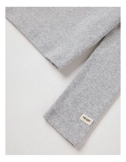 The Edit Rib Tee in Grey Marle