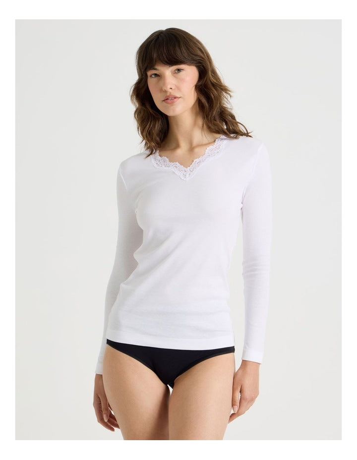 Body Layer Organic Cotton Thermal Long Sleeve Top in Black