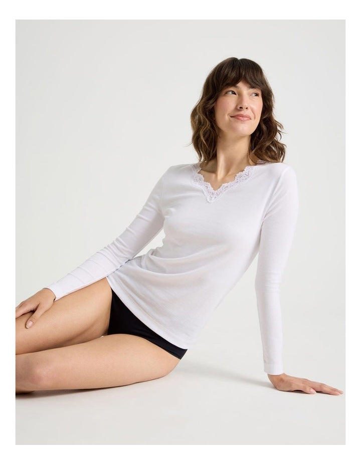 Body Layer Organic Cotton Thermal Long Sleeve Top in Black