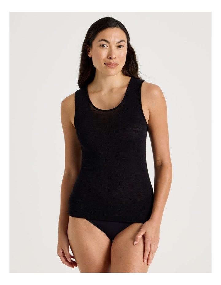 Soho Body Layer Wool Bamboo Thermal Tank Top  USOW26033B in Black