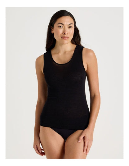 Soho Body Layer Wool Bamboo Thermal Tank Top  USOW26033B in Black