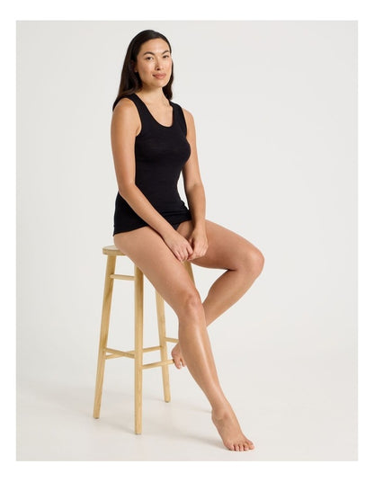 Soho Body Layer Wool Bamboo Thermal Tank Top  USOW26033B in Black