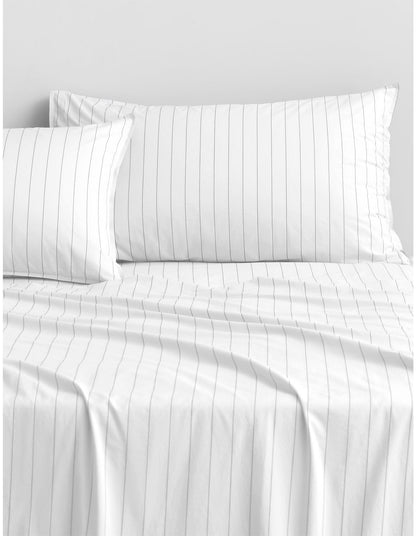 BAYLEY STRIPE WASHED PERCALE KING FITTED SHEET IN WHITE