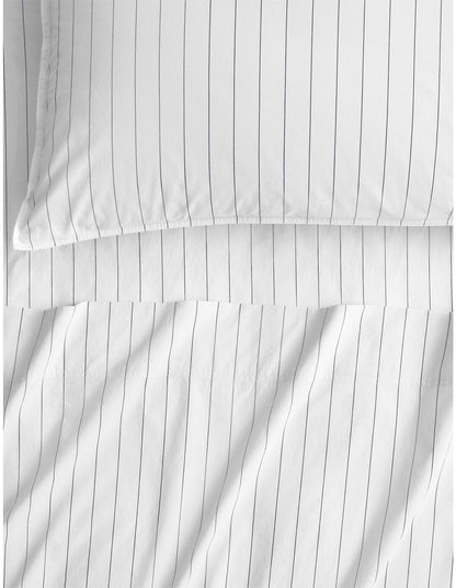 BAYLEY STRIPE WASHED PERCALE KING FITTED SHEET IN WHITE