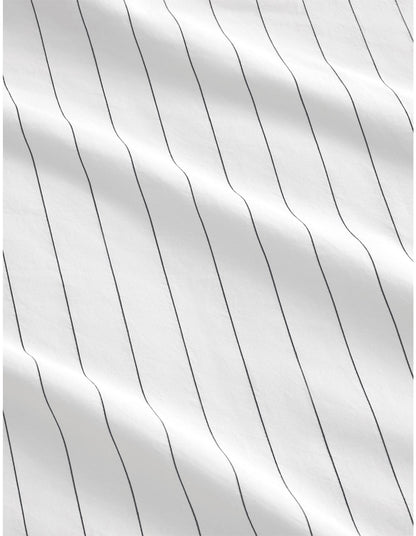 BAYLEY STRIPE WASHED PERCALE KING FITTED SHEET IN WHITE