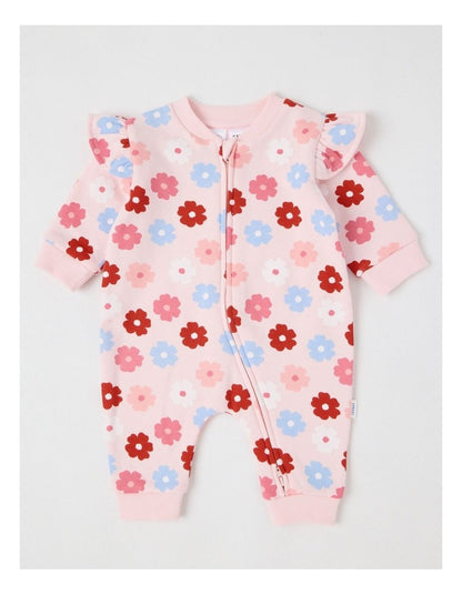 Ditsy Floral Fleece Coverall in Blush