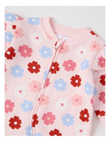 Ditsy Floral Fleece Coverall in Blush