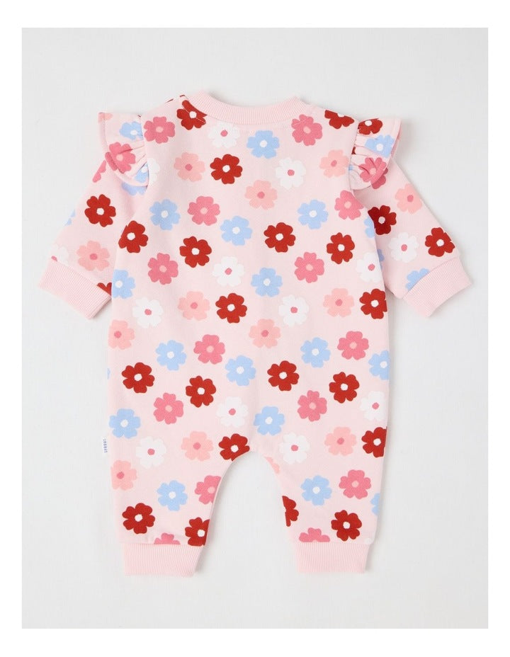 Ditsy Floral Fleece Coverall in Blush