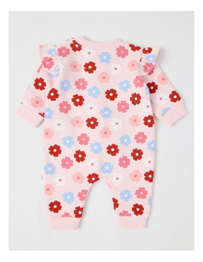 Ditsy Floral Fleece Coverall in Blush