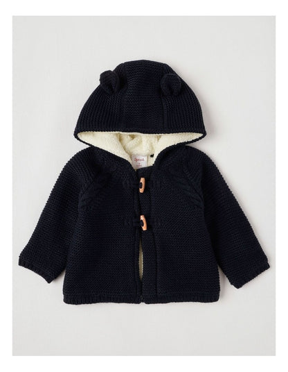 Sherpa Lined Duffle Cardigan in Navy