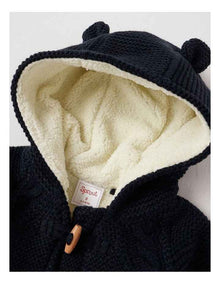 Sherpa Lined Duffle Cardigan in Navy