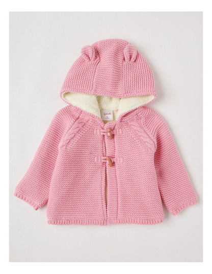 Sherpa Lined Duffle Cardigan in Pink