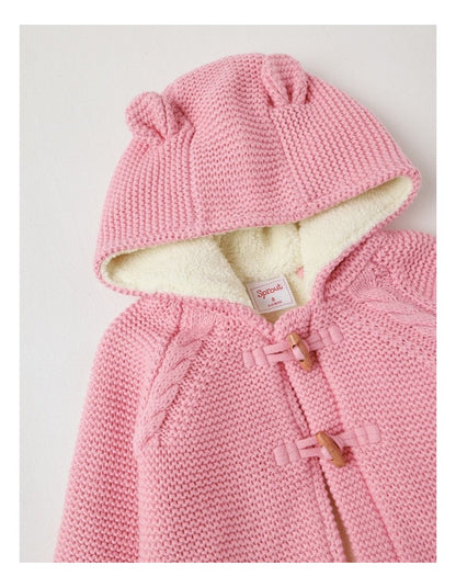 Sherpa Lined Duffle Cardigan in Pink