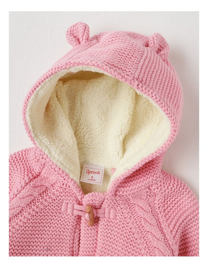 Sherpa Lined Duffle Cardigan in Pink