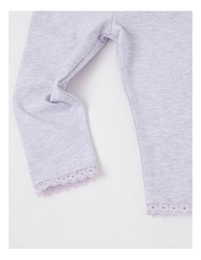 Frill Trim Ditsy Floral Top & Legging Set in Blush