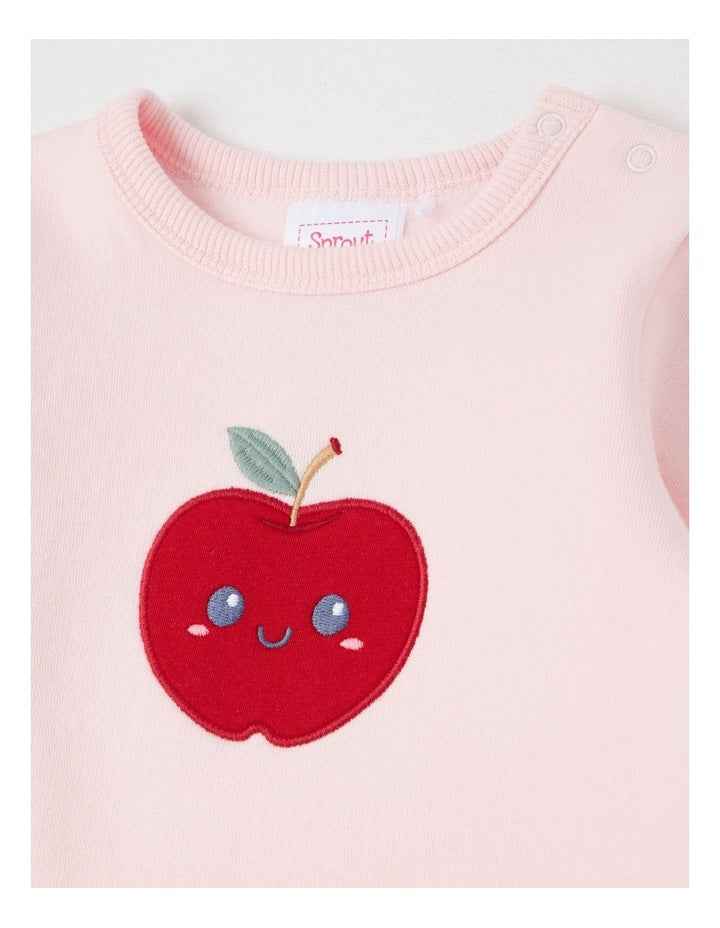 Apple Crew Neck Tracksuit Set in Blush