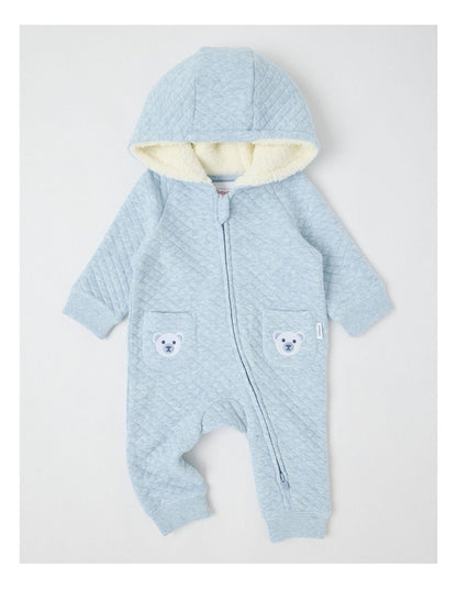 Quilted Bear Coverall in Blue Marle