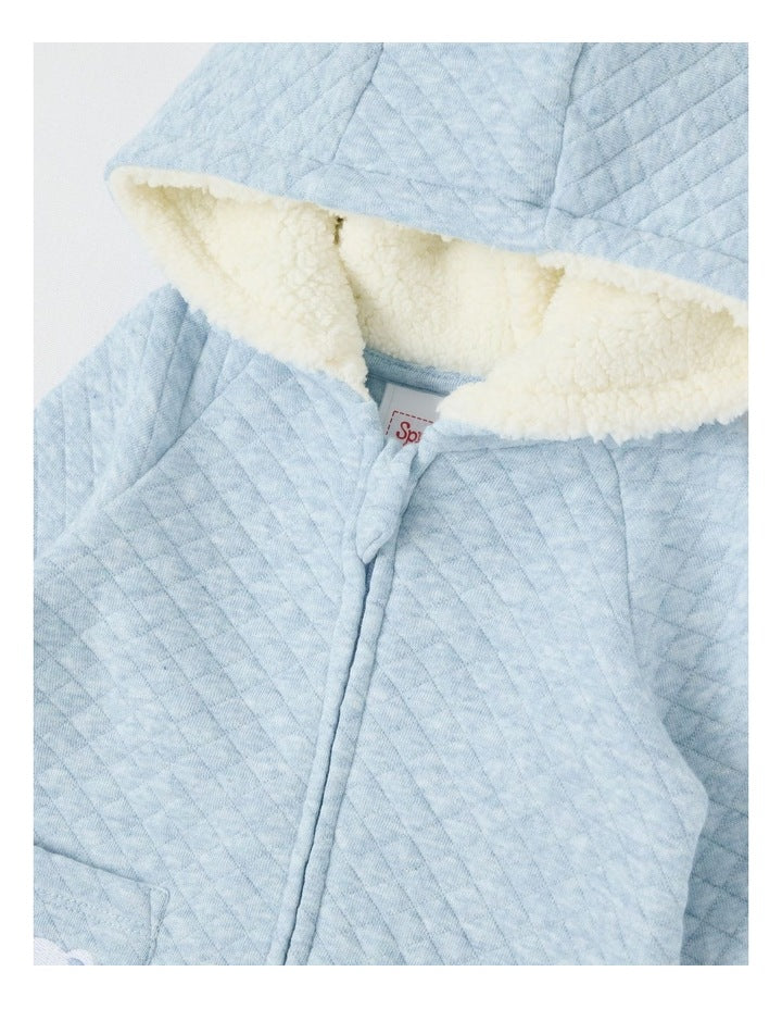 Quilted Bear Coverall in Blue Marle