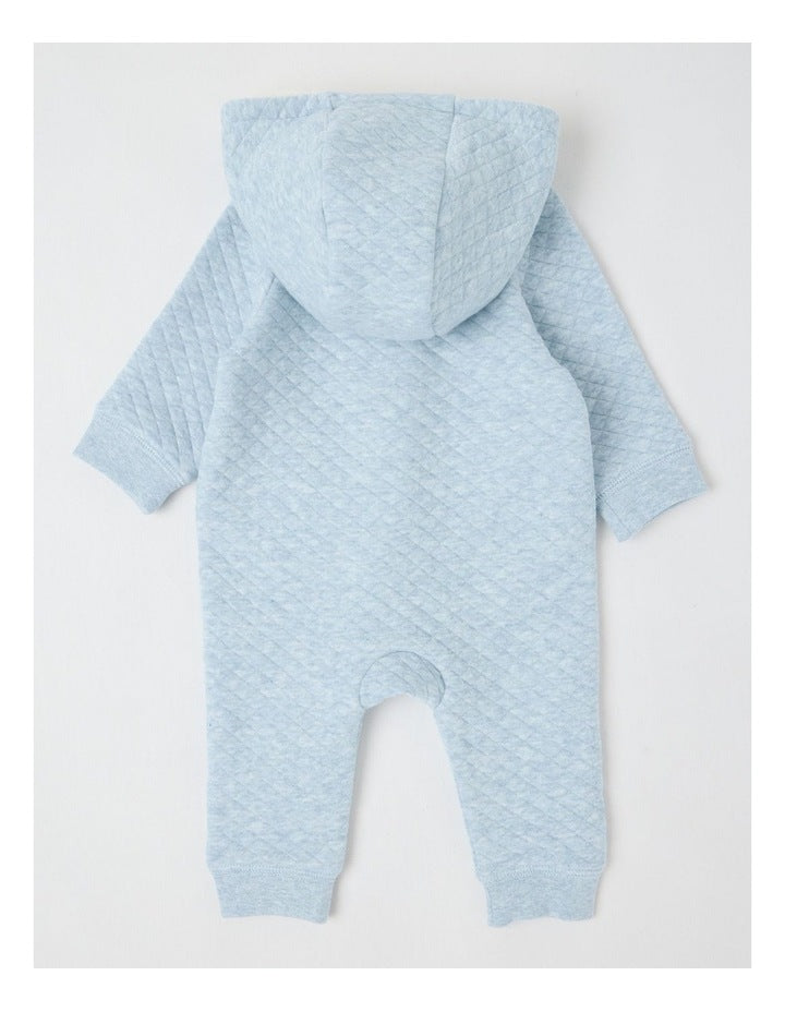 Quilted Bear Coverall in Blue Marle