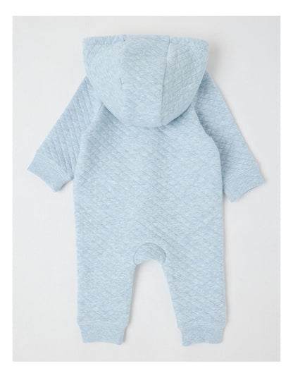 Quilted Bear Coverall in Blue Marle