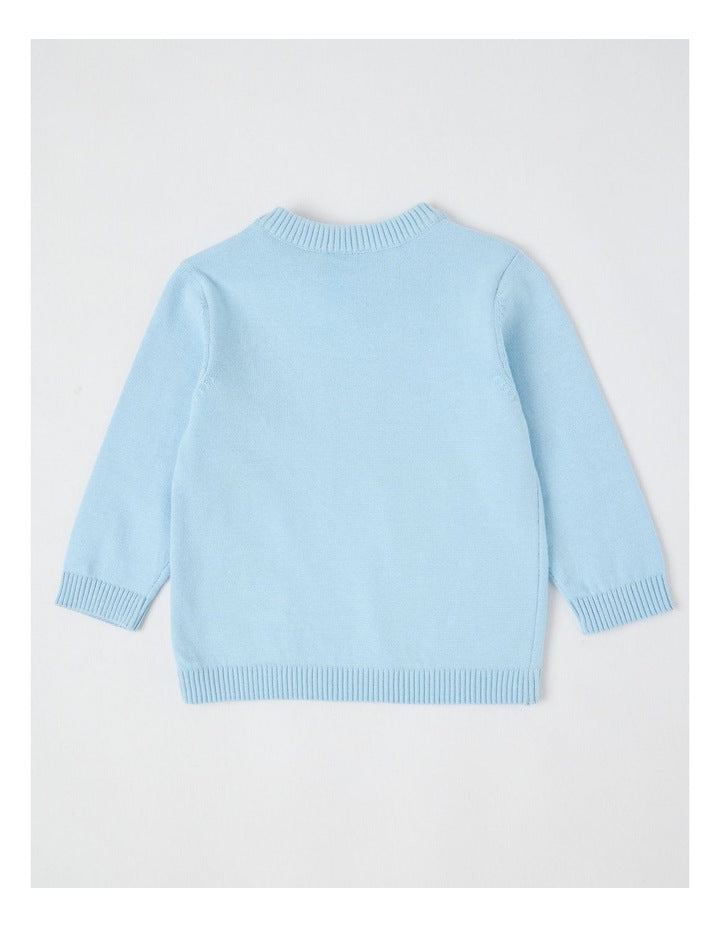 Novelty Crew Jumper in Bluestone