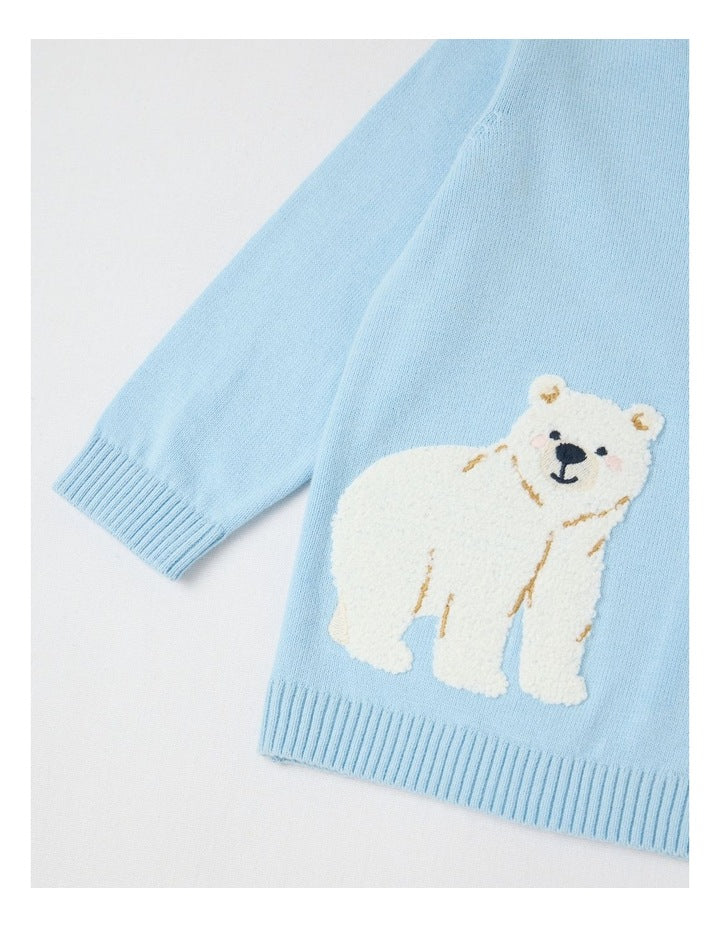 Novelty Crew Jumper in Bluestone