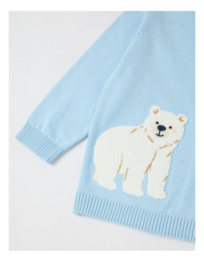 Novelty Crew Jumper in Bluestone