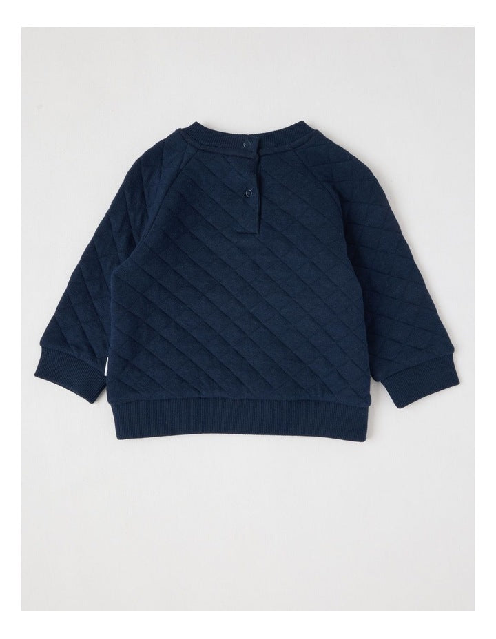Farm Dog & Sheep Quilted Sweat Top in Navy