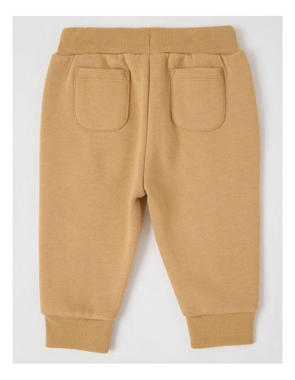 Knit Pin Tuck Trackpants in Tan