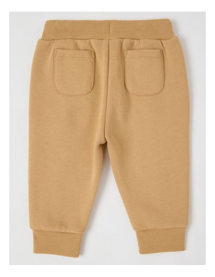 Knit Pin Tuck Trackpants in Tan