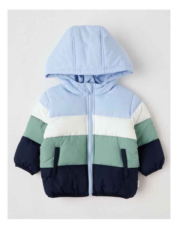 Spliced Puffer Jacket in Assorted