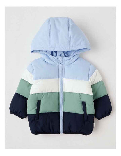 Spliced Puffer Jacket in Assorted