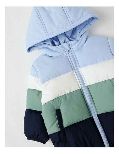 Spliced Puffer Jacket in Assorted