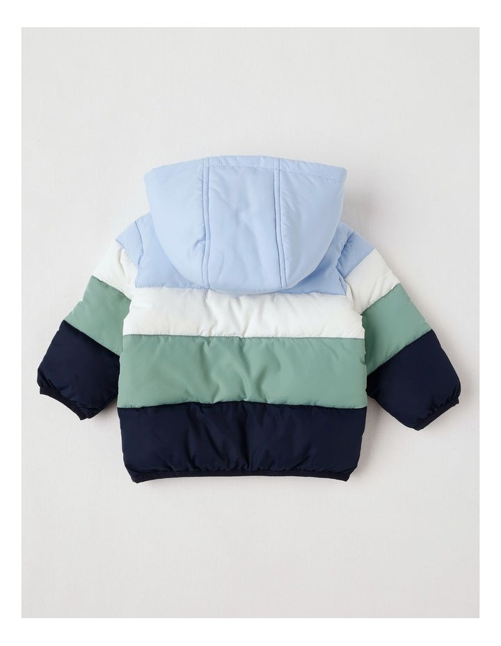 Spliced Puffer Jacket in Assorted