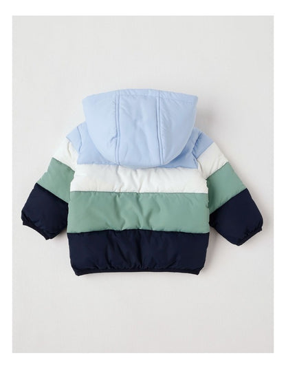 Spliced Puffer Jacket in Assorted