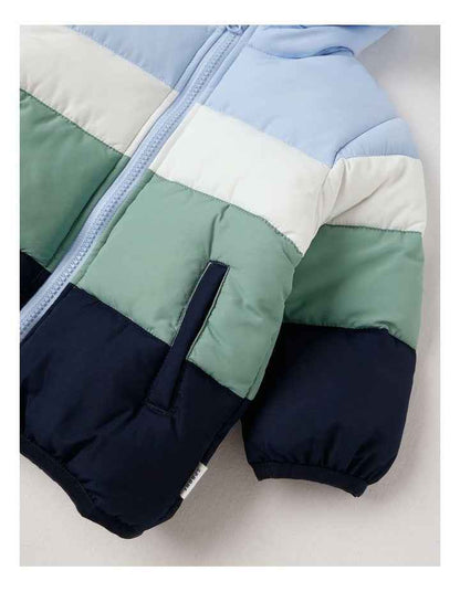 Spliced Puffer Jacket in Assorted