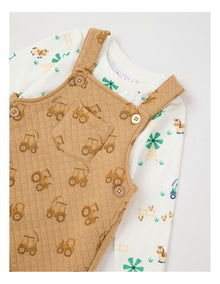 Tractor Quilted Overall Set in Tan