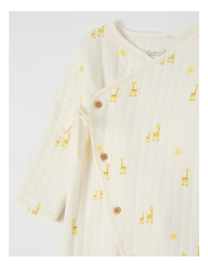 Newborn Giraffe Quilted Coverall in Cream