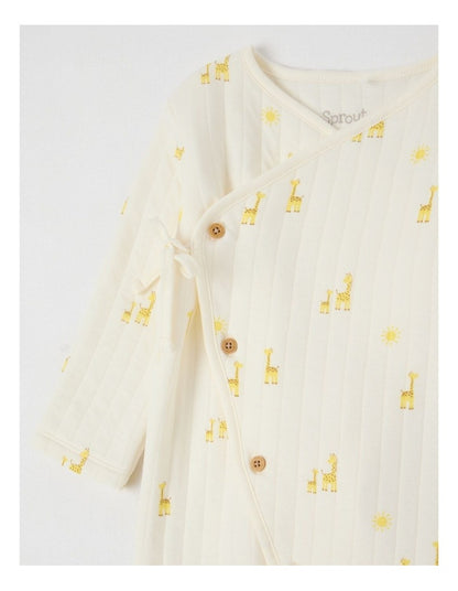 Newborn Giraffe Quilted Coverall in Cream