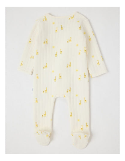 Newborn Giraffe Quilted Coverall in Cream