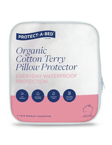 Organic Cotton Terry Waterproof Pillow Protector Twin Pack in White