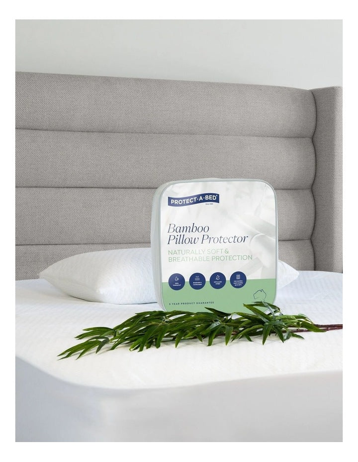 Bamboo Waterproof Pillow Protector in White