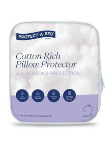 Cotton Rich Quilted Waterproof Pillow Protector in White