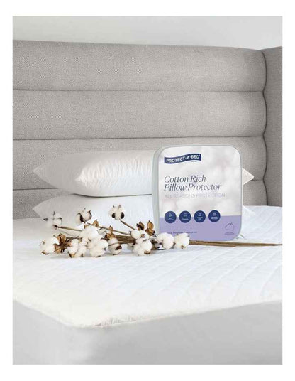 Cotton Rich Quilted Waterproof Pillow Protector Twin in White