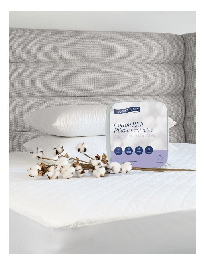 Cotton Rich Quilted Waterproof Pillow Protector Twin in White