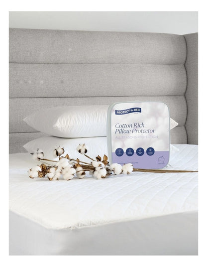Cotton Rich Quilted Waterproof Pillow Protector Twin in White