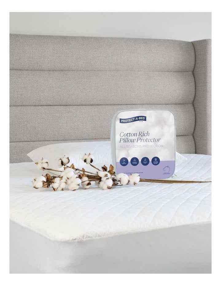 Cotton Rich Quilted Waterproof King Pillow Protector in White
