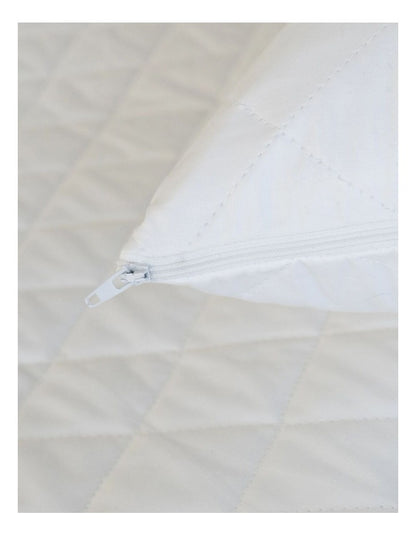 Cotton Rich Quilted Waterproof European Pillow Protector in White