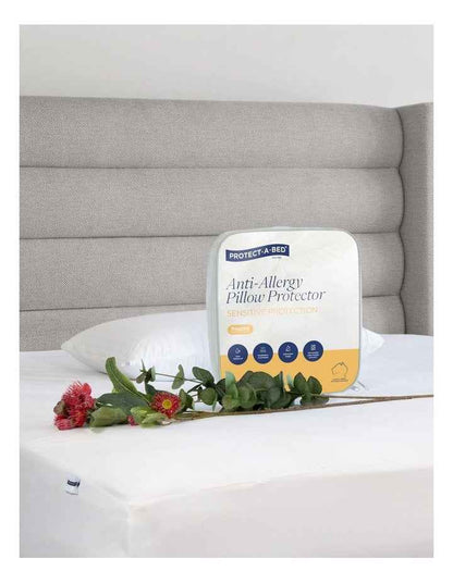 Anti-Allergy Tencel Waterproof Pillow Protector in White