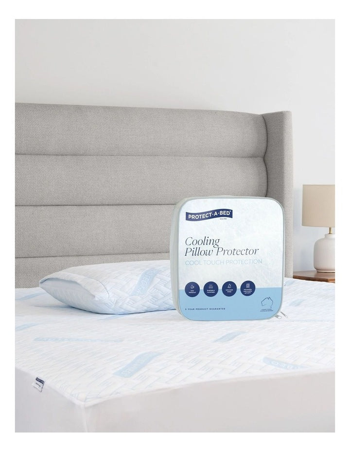 Cooling Waterproof Pillow Protector in White